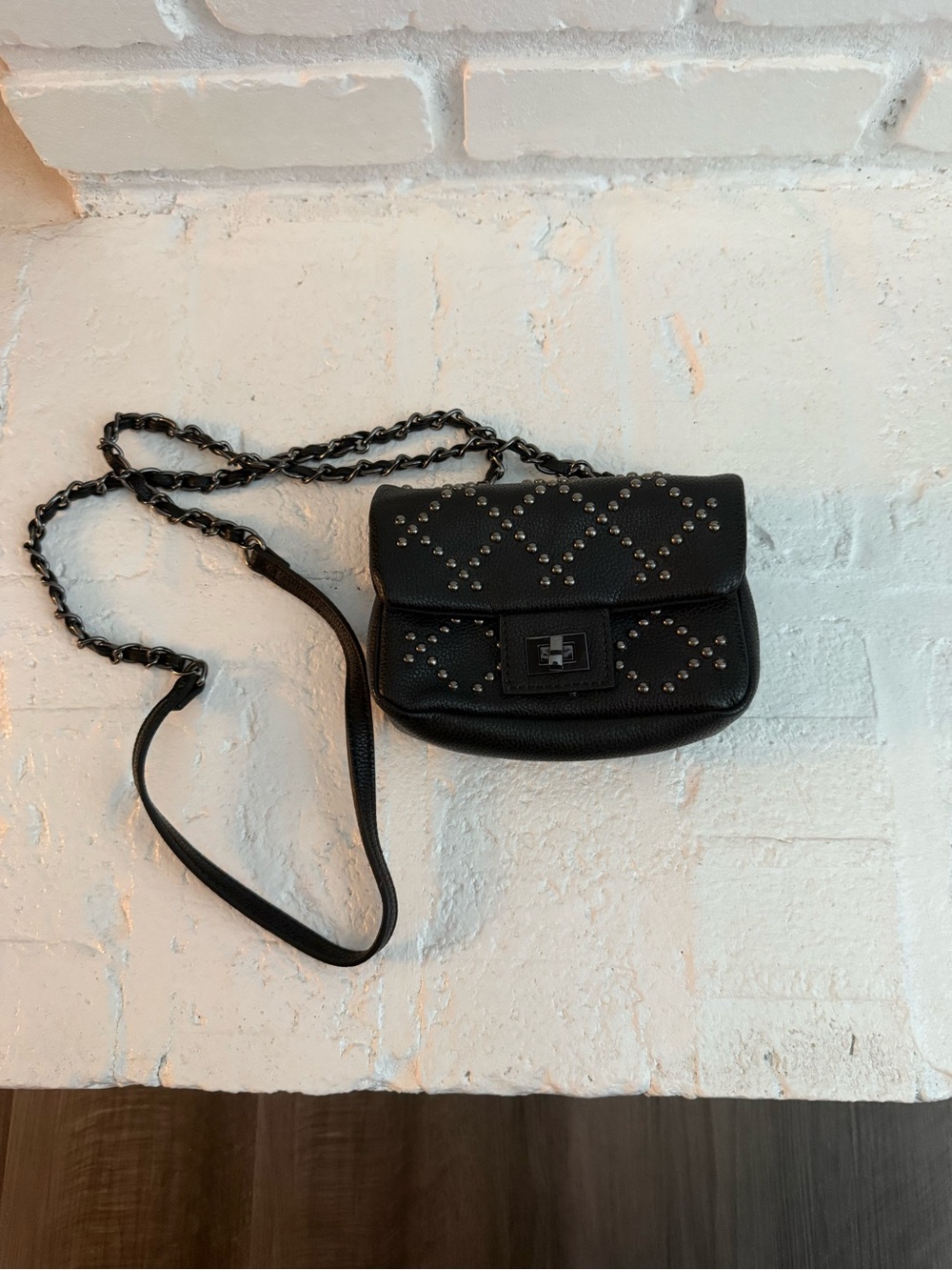 Forever 21 Black Studded Crossbody Bag with Chain Strap